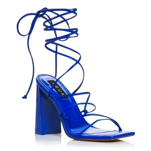 Aqua Blue Chunky Heels with Straps. NIB - Picture 1 of 8